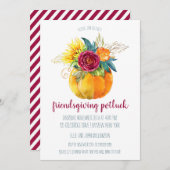 Wasserfarbe Erntedank Pumpkin Vase Friendsgiving Einladung (Vorne/Hinten)