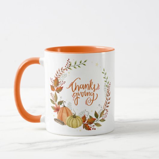 Wasserfarbe Erntedank Pumpkins Tasse (Links)