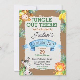 Wasserfarbe Es ist ein Dschungeltierischer Niedlic Einladung