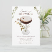 Wasserfarbe Espresso Martini Brautparty Einladung (Stehend Vorderseite)