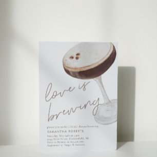 Wasserfarbe Espresso Martini Brautparty Einladung
