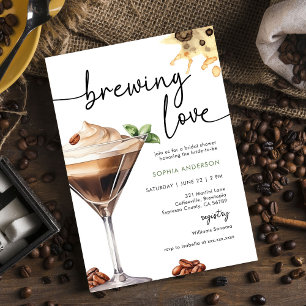 Wasserfarbe Espresso Martini Brautparty Einladung