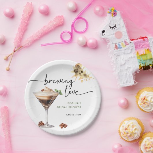 Wasserfarbe Espresso Martini Brautparty Pappteller (Party)
