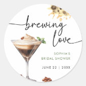 Wasserfarbe Espresso Martini Brautparty Runder Aufkleber (Vorderseite)