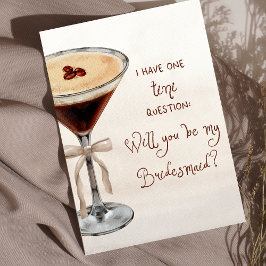 Wasserfarbe Espresso Martini Bridesmaid Vorschlag Karte