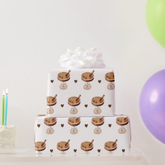 Wasserfarbe Espresso Martini mit Bow-Kaffee Geschenkpapier (Partygeschenke)