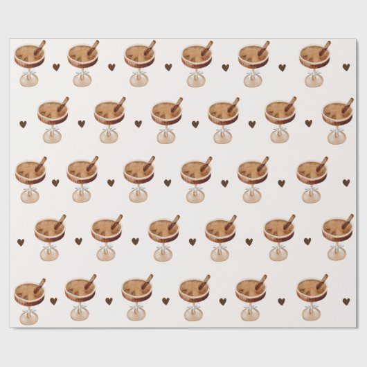 Wasserfarbe Espresso Martini mit Bow-Kaffee Geschenkpapier (Flach)