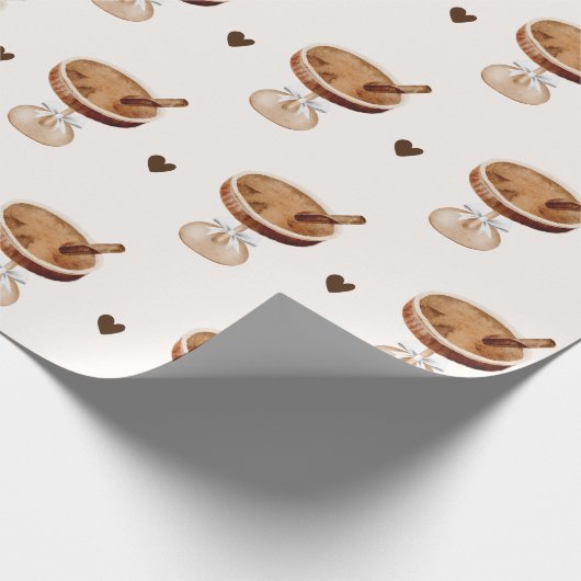 Wasserfarbe Espresso Martini mit Bow-Kaffee Geschenkpapier (Ecke)