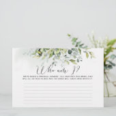 Wasserfarbe Eukalyptus Wer bin ich Brautparty Briefpapier (Stehend Vorderseite)