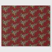 Wasserfarbe Evergreen Branch auf Cranberry Red Geschenkpapier (Flach)
