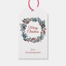 Wasserfarbe Evergreen Red Blue Berries Wreath