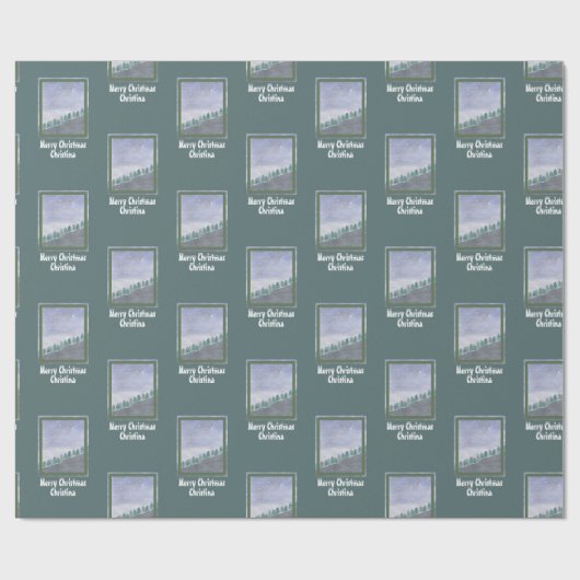 Wasserfarbe Evergreen Trees Grußname Geschenkpapier (Flach)