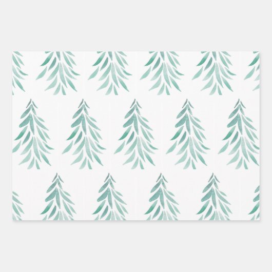 Wasserfarbe Evergreen Trees Pinselstriche 3 Geschenkpapier Set (Vorderseite 3)
