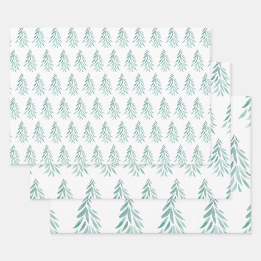 Wasserfarbe Evergreen Trees Pinselstriche 3 Geschenkpapier Set (Set)
