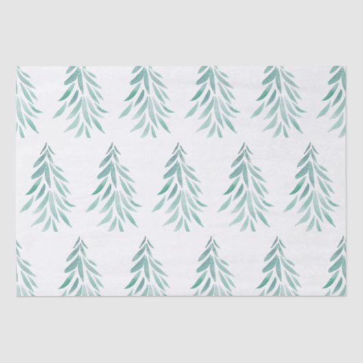 Wasserfarbe Evergreen Trees Pinselstriche 3 Seidenpapier (Vorderseite)