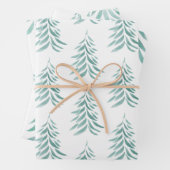 Wasserfarbe Evergreen Trees Pinselstriche Geschenkpapier Set (Beispiel)