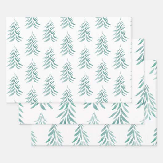 Wasserfarbe Evergreen Trees Pinselstriche Geschenkpapier Set (Set)