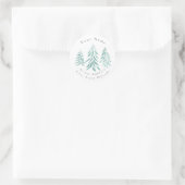 Wasserfarbe Evergreen Trees Pinselstriche Labels Runder Aufkleber (Tasche)