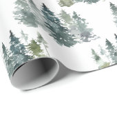 Wasserfarbe Evergreen Weihnachtsbaum Weihnachtsges Geschenkpapier (Rolleneckpunkt)