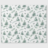 Wasserfarbe Evergreen Winter Greenerie Geschenkpapier (Flach)