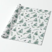 Wasserfarbe Evergreen Winter Greenerie Geschenkpapier (Ungerollt)
