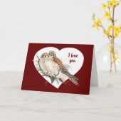 Wasserfarbe Falkenfalke Couple I Liebe Sie Karte (Gelbe Blume)