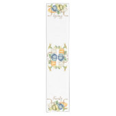 Wasserfarbe Fall Blue Orange Pumpkin Kurzer Tischläufer (Vorderseite)