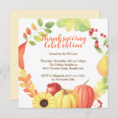 Wasserfarbe Fall Bounty Wreath Pumpkin Erntedank Einladung (Vorne/Hinten)