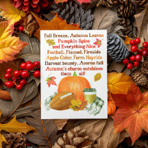 Wasserfarbe Fall Football Pumpkin Latte Gedicht