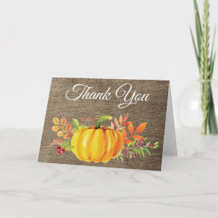 Wasserfarbe Fall Pumpkin Burlap Danke Karte