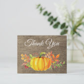 Wasserfarbe Fall Pumpkin Burlap Danke Karte (Stehend Vorderseite)