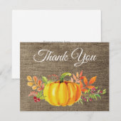 Wasserfarbe Fall Pumpkin Burlap Danke Karte (Vorne/Hinten)