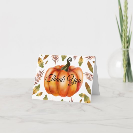 Wasserfarbe Fall Pumpkin Orange Danke Karte (Vorderseite)