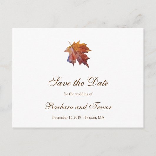 Wasserfarbe Fallende Hochzeit im Herbst Save the D Ankündigungspostkarte (Vorderseite)