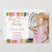 Wasserfarbe Farbe Geburtstag Einladung mit Foto (Vorderseite)