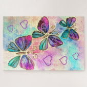 Wasserfarbe - farbenfrohe Schmetterlinge fliegen - Puzzle (Horizontal)