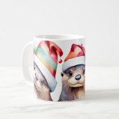 Wasserfarbe Feierliche Otters Weihnachten Tasse (Vorderseite Links)