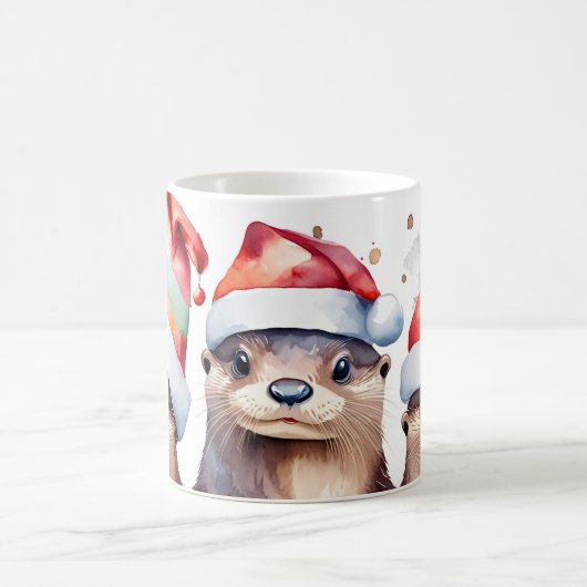 Wasserfarbe Feierliche Otters Weihnachten Tasse (Mittel)
