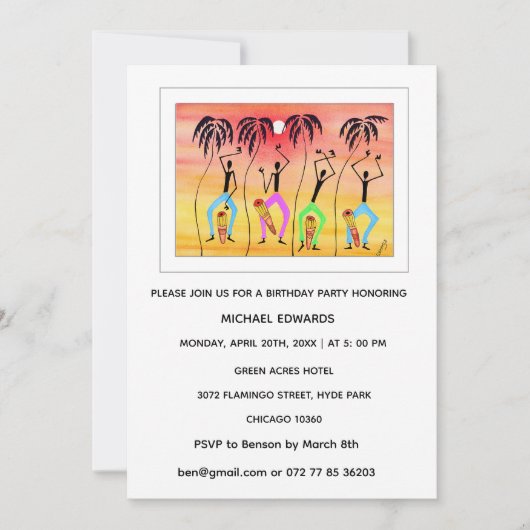 Wasserfarbe, Feiern, Einladung zum Geburtstag (Vorderseite)