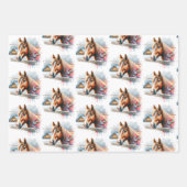 Wasserfarbe Feste Pferde Weihnachten Geschenkpapier Set (Vorderseite 2)