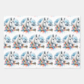 Wasserfarbe Feste Pferde Weihnachten Geschenkpapier Set (Vorderseite)