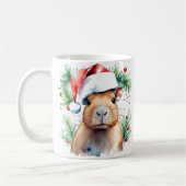 Wasserfarbe Festliche Capybara Weihnachten Tasse (Links)