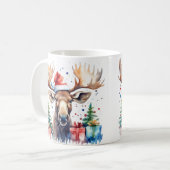 Wasserfarbe Festliche Elche Weihnachten Tasse (Vorderseite Links)