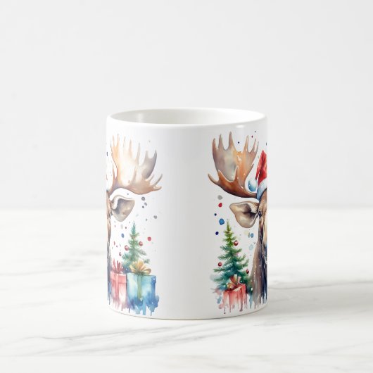 Wasserfarbe Festliche Elche Weihnachten Tasse (Mittel)