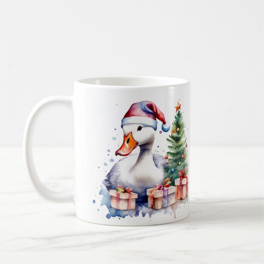 Wasserfarbe Festliche Goose Weihnachten Tasse (Links)