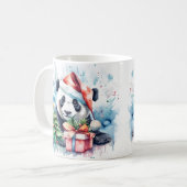 Wasserfarbe Festliche Panda Weihnachtsfeier Tasse (Vorderseite Links)