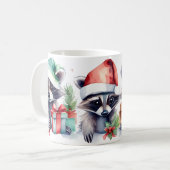 Wasserfarbe Festliche Raccoons Weihnachtsfeierlich Kaffeetasse (Vorderseite Links)