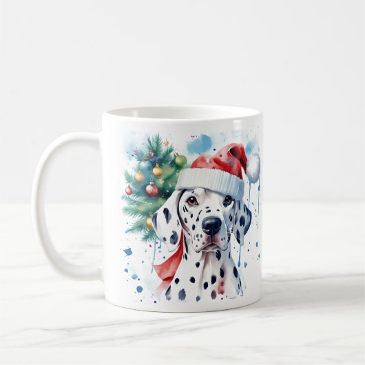 Wasserfarbe Festlicher Dalmatiner Weihnachten Tass Kaffeetasse (Links)