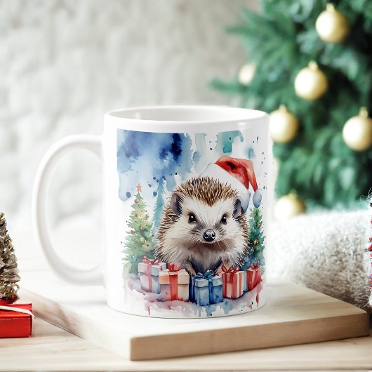Wasserfarbe Festlicher Igel Weihnachten Tasse