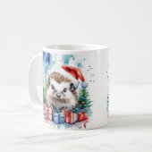 Wasserfarbe Festlicher Igel Weihnachten Tasse (Vorderseite Links)
